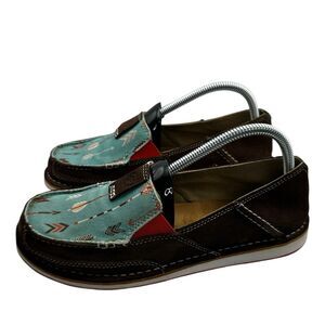 Ariat Cruiser Slip-On Shoes Women’s 9B Brown Arrow Print Leather Casual
